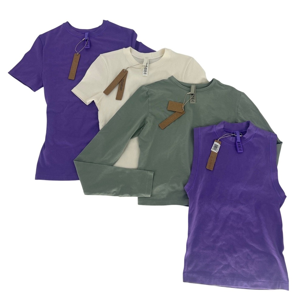 SKIMS 4 Piece Tops Bundle Ultra Violet Marble Mineral NWT Size XS